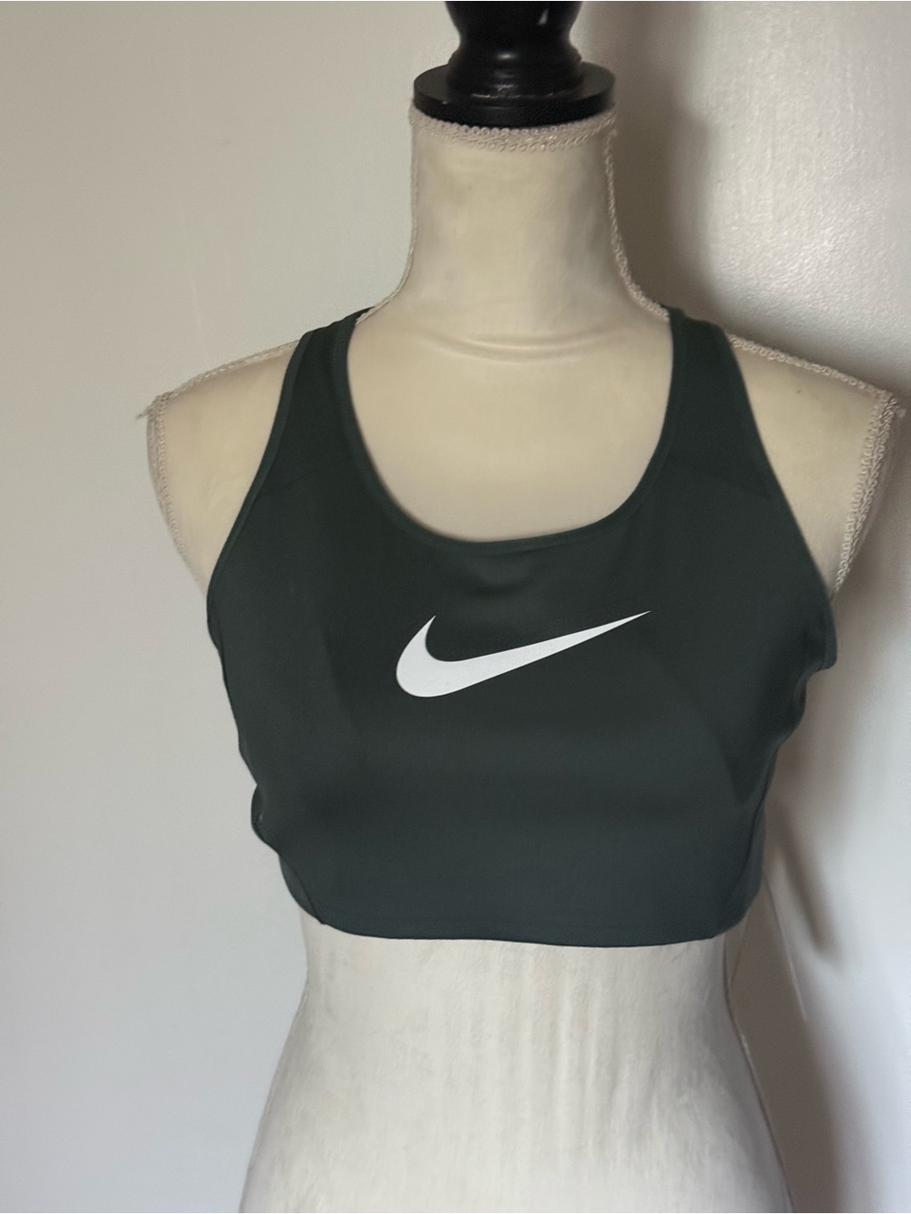 Nike Women's Forest Green Scoop-Neck Swoosh Sports Bra